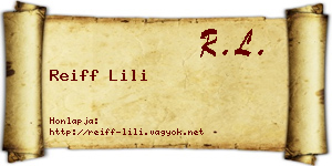 Reiff Lili névjegykártya
